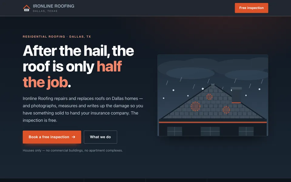 Ironline Roofing website
